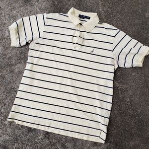 Nautica Vintage Sailboat Logo Stripe Polo Shirt